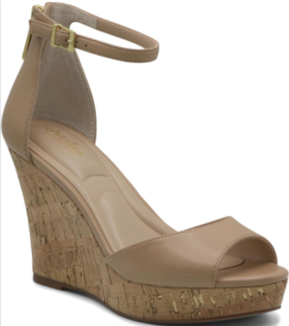 Charles by Charles David Lois Platform Wedge Sandal Beige Size 9